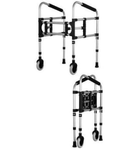 Movable walker with a diagonal grip with 2 wheels